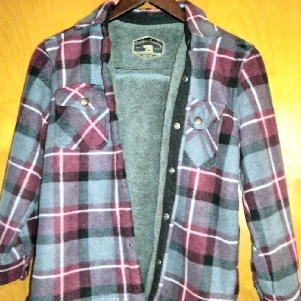 Plush lined winter Jacket coat shirt~Youth size 10/12~Perfect Condition!